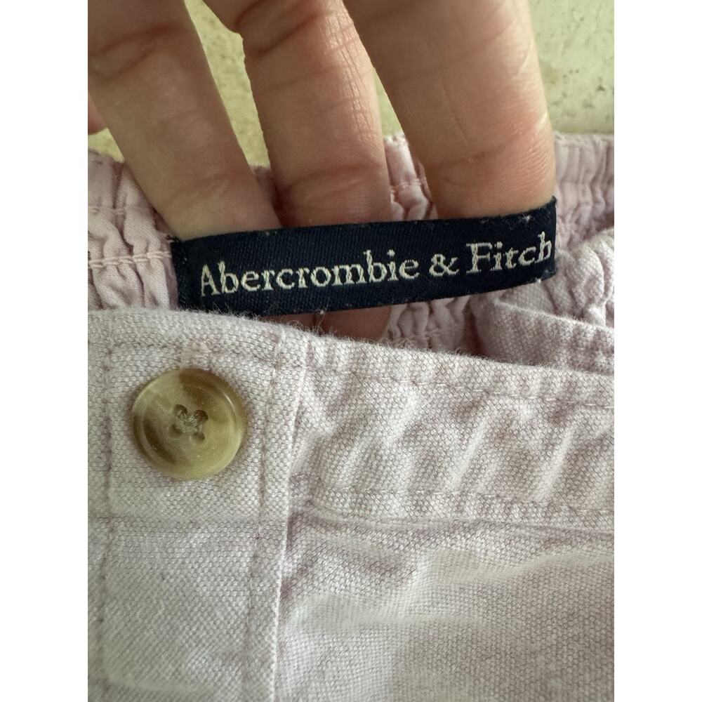 Abercrombie & Fitch Lilac Button Front Smocked Crop Top Tank Size Large - Picture 5 of 7